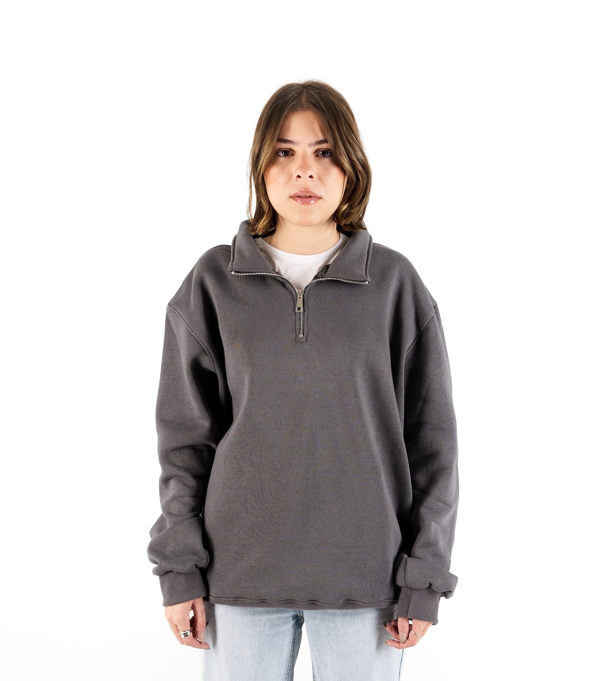 Grey Quarter Zipper