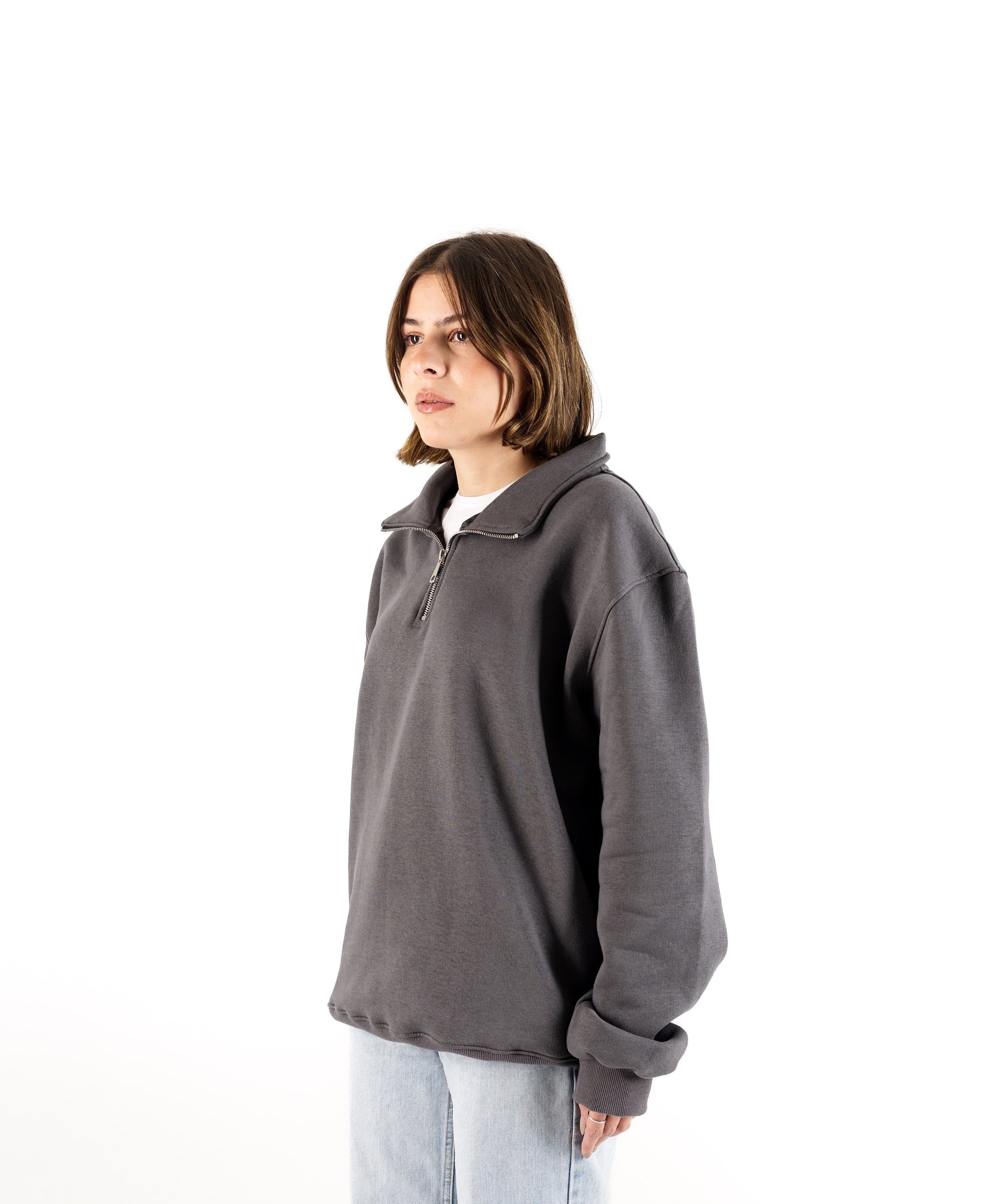 Grey Quarter Zipper