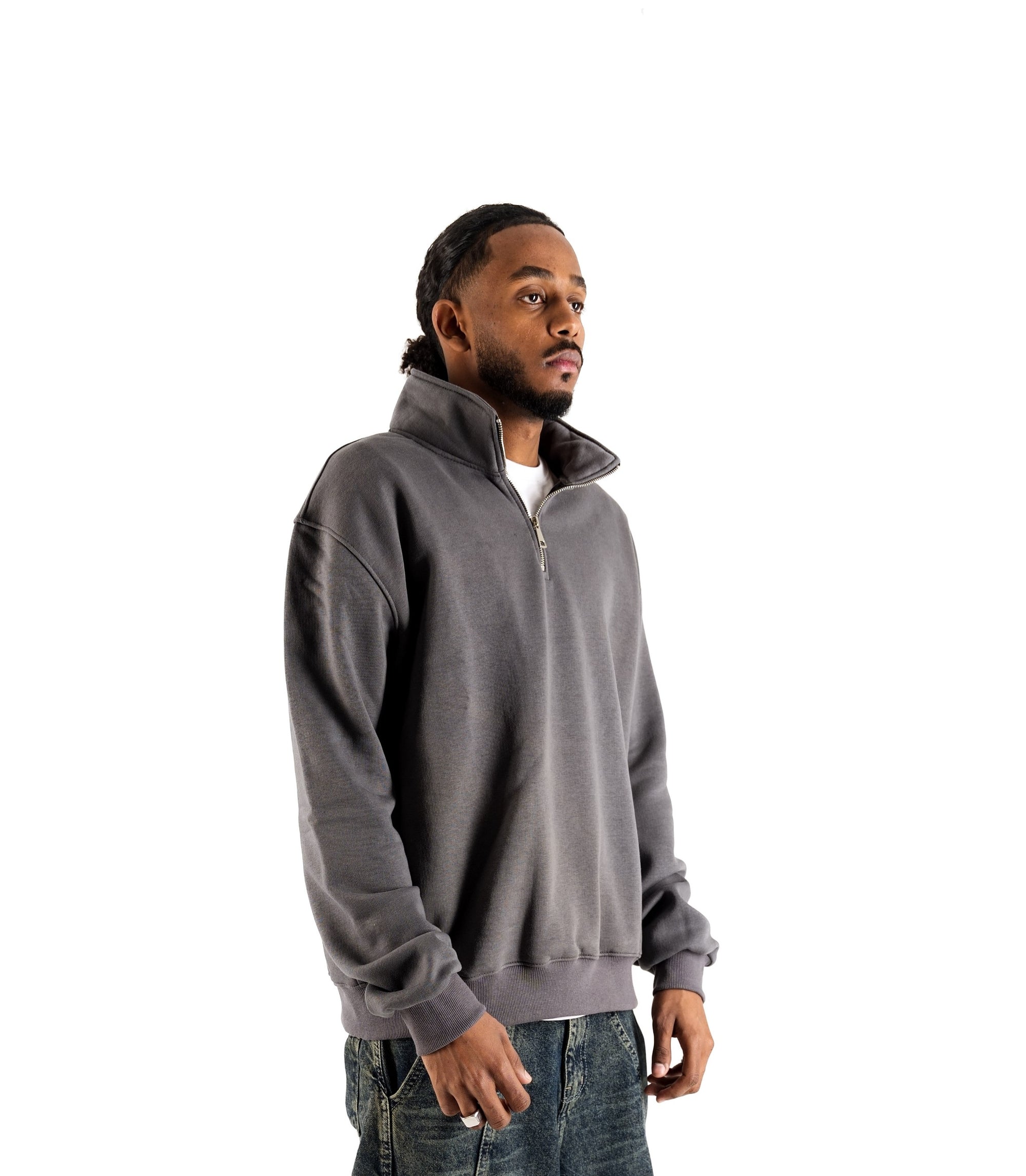 Grey Quarter Zipper