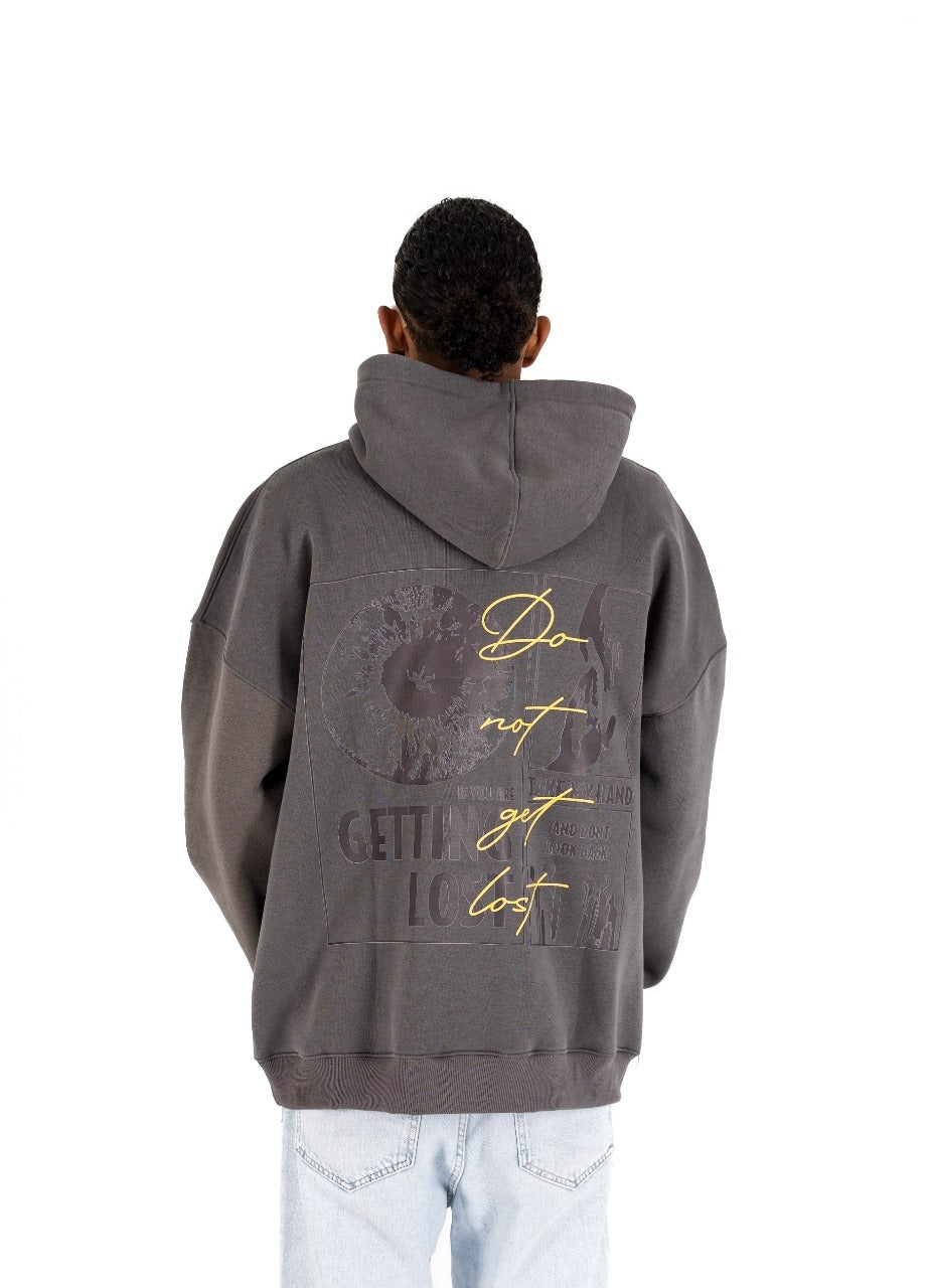 Grey Don't Get Lost Oversized Hoodie