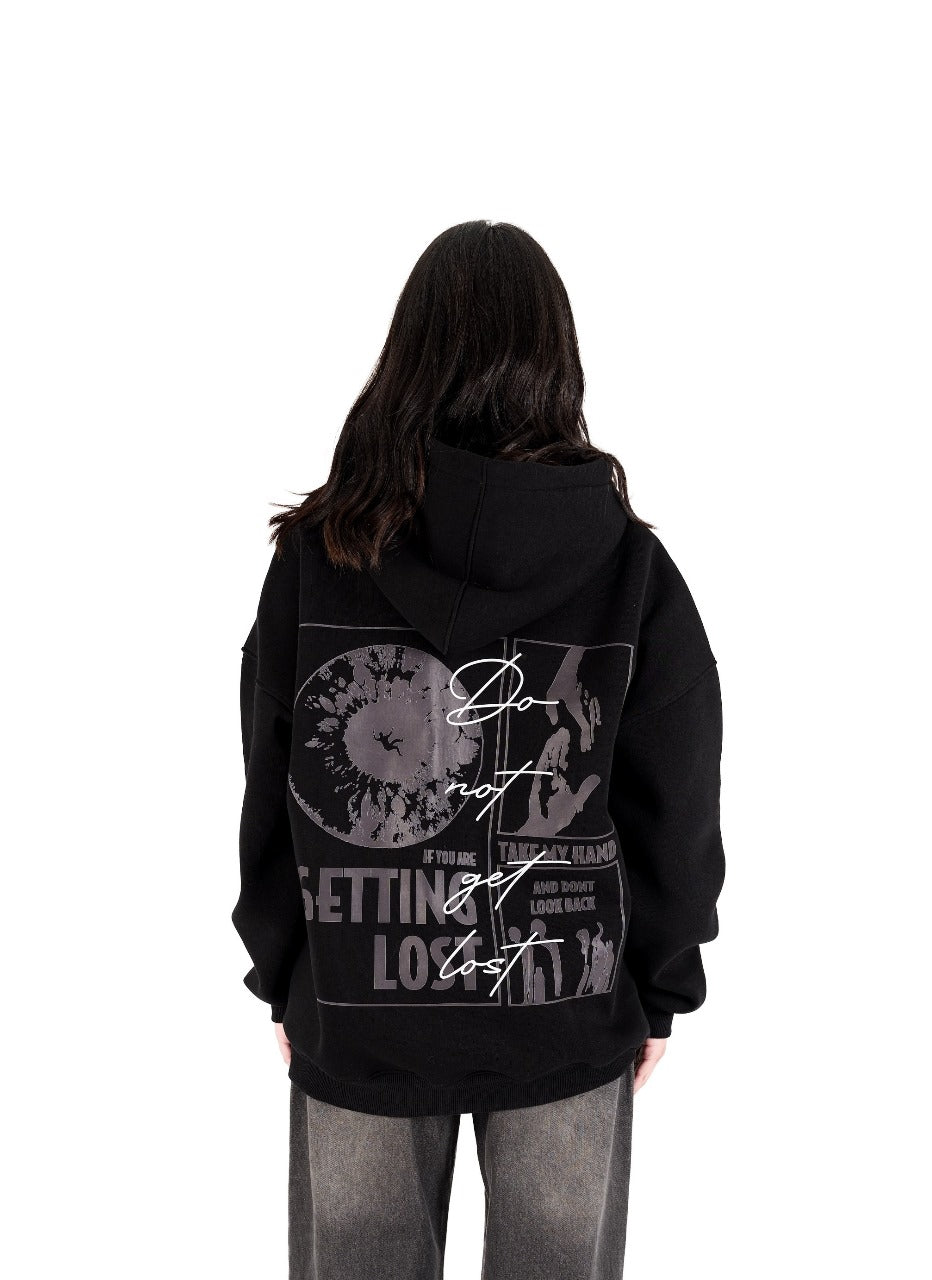 Black Don't Get Lost Oversized Hoodie