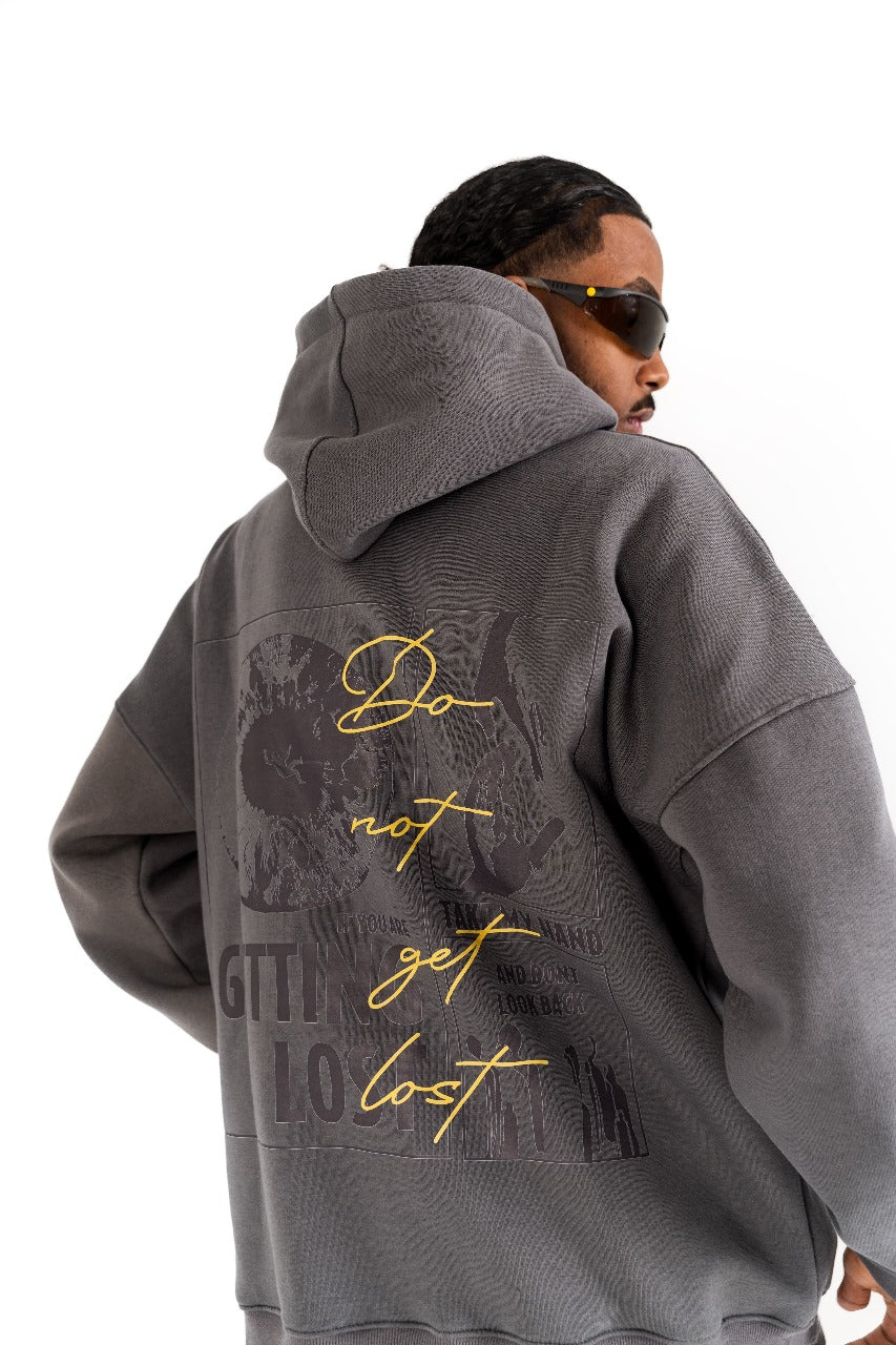 Grey Don't Get Lost Oversized Hoodie