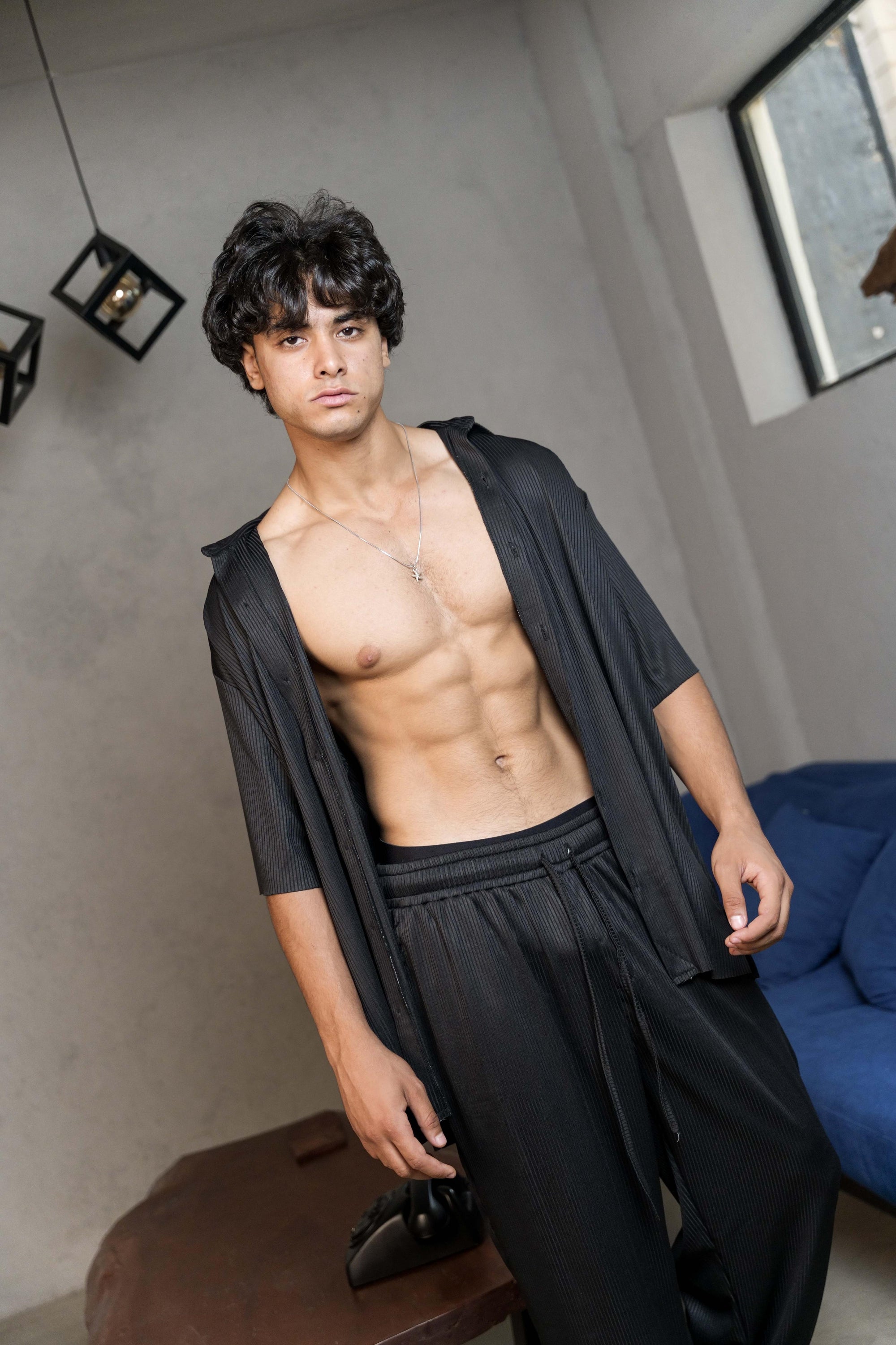 BLACK STRIPPED PANTS